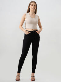 Women Jeans Skinny Fit Jet Black High Rise