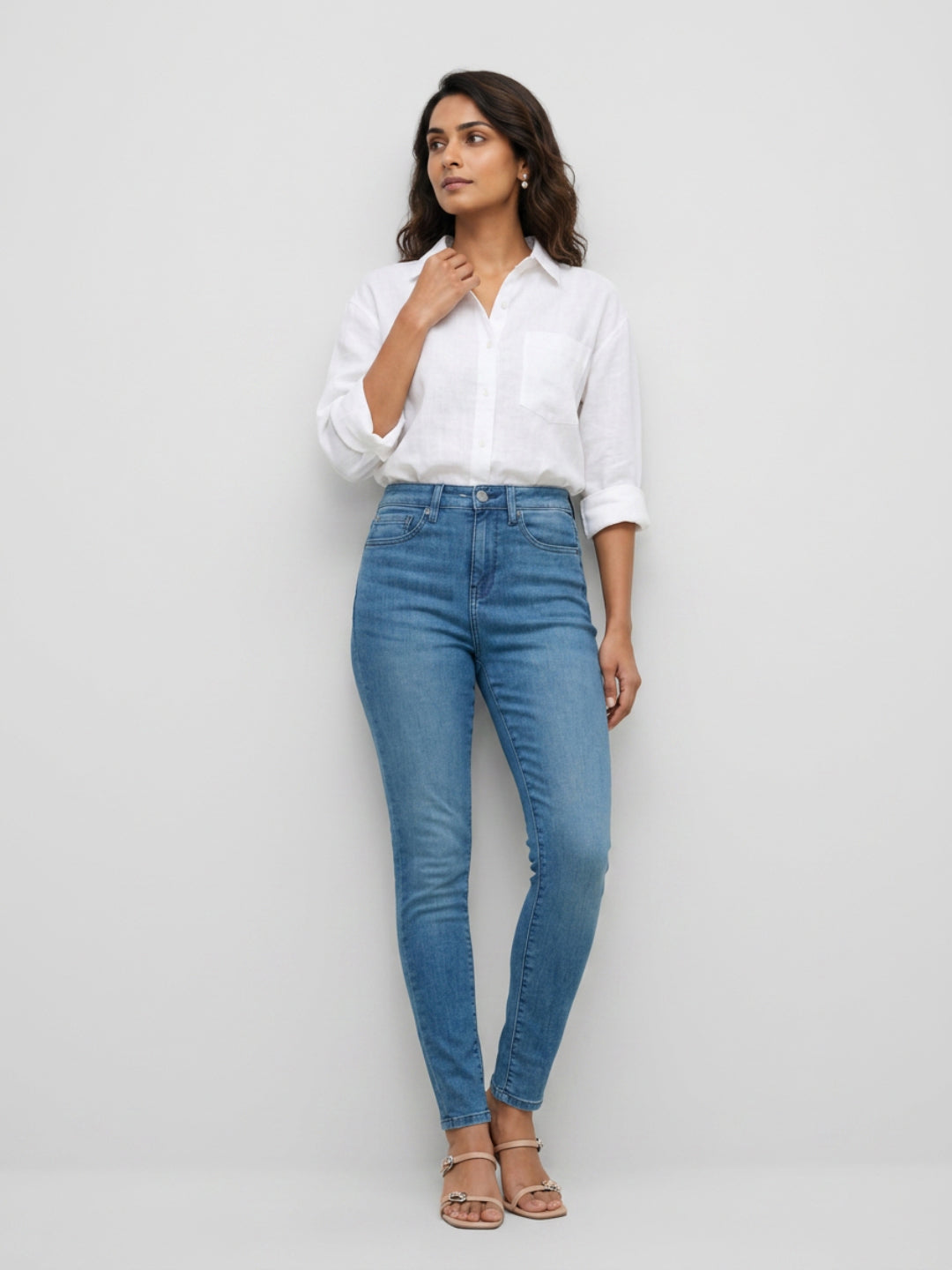 Women Alexa Jeans Super Skinny Fit Mid Blue High Rise