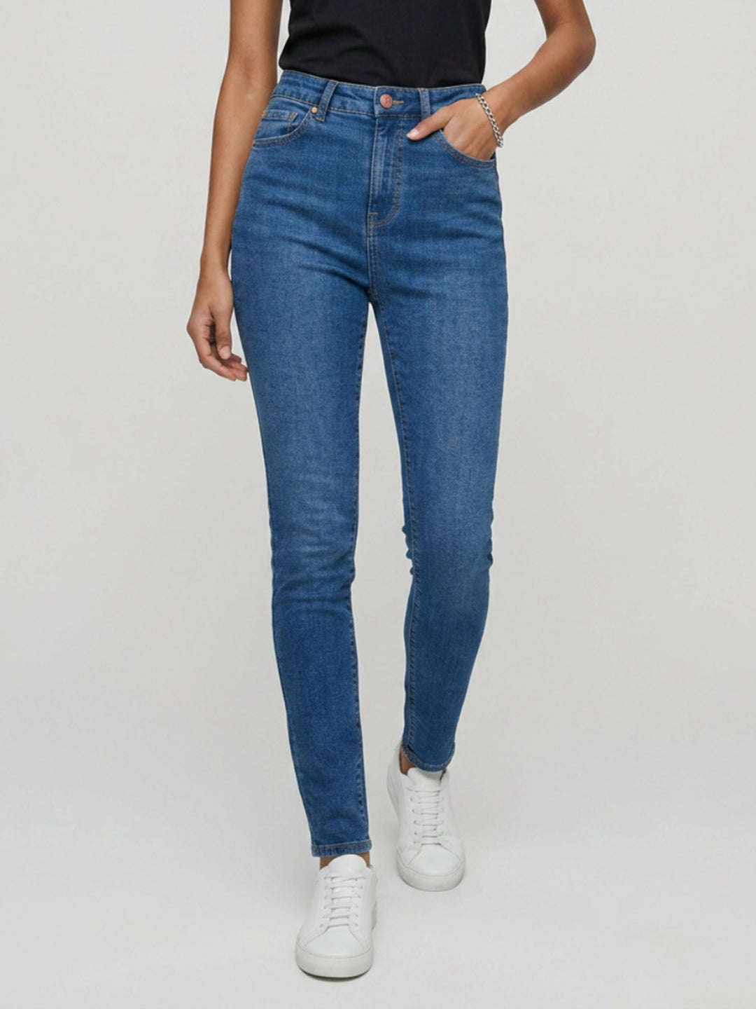 Women Alexa Jeans Super Skinny Fit Mid Blue High Rise