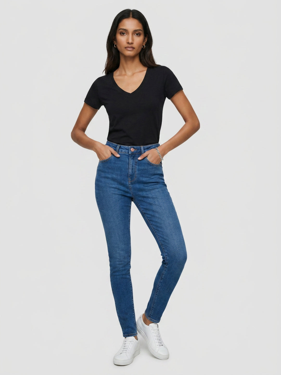 Women Alexa Jeans Super Skinny Fit Mid Blue High Rise