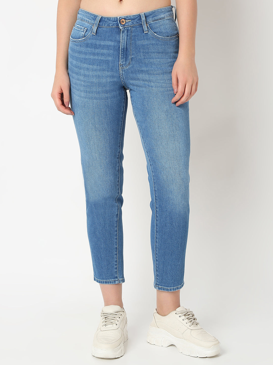 Women Amora Jeans Mom Fit Light Blue Mid Rise