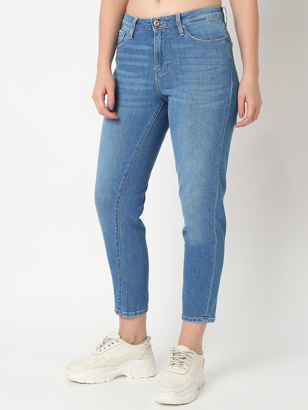 Women Amora Jeans Mom Fit Light Blue Mid Rise