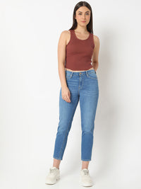 Women Amora Jeans Mom Fit Light Blue Mid Rise