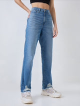 Women Bella Jeans Straight Fit Blue High Rise
