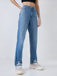 Women Bella Jeans Straight Fit Blue High Rise