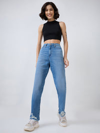 Women Bella Jeans Straight Fit Blue High Rise