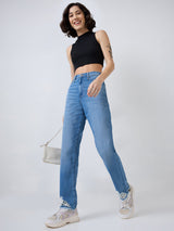 Women Bella Jeans Straight Fit Blue High Rise