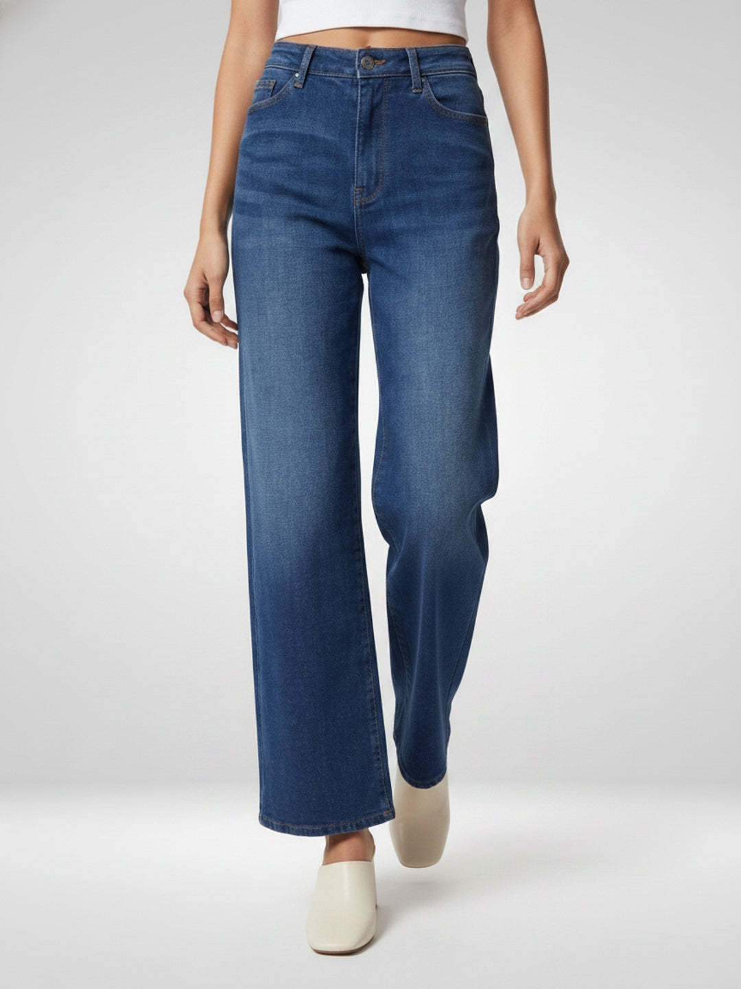 Women Bella Jeans Straight Fit Vintage Blue High Rise