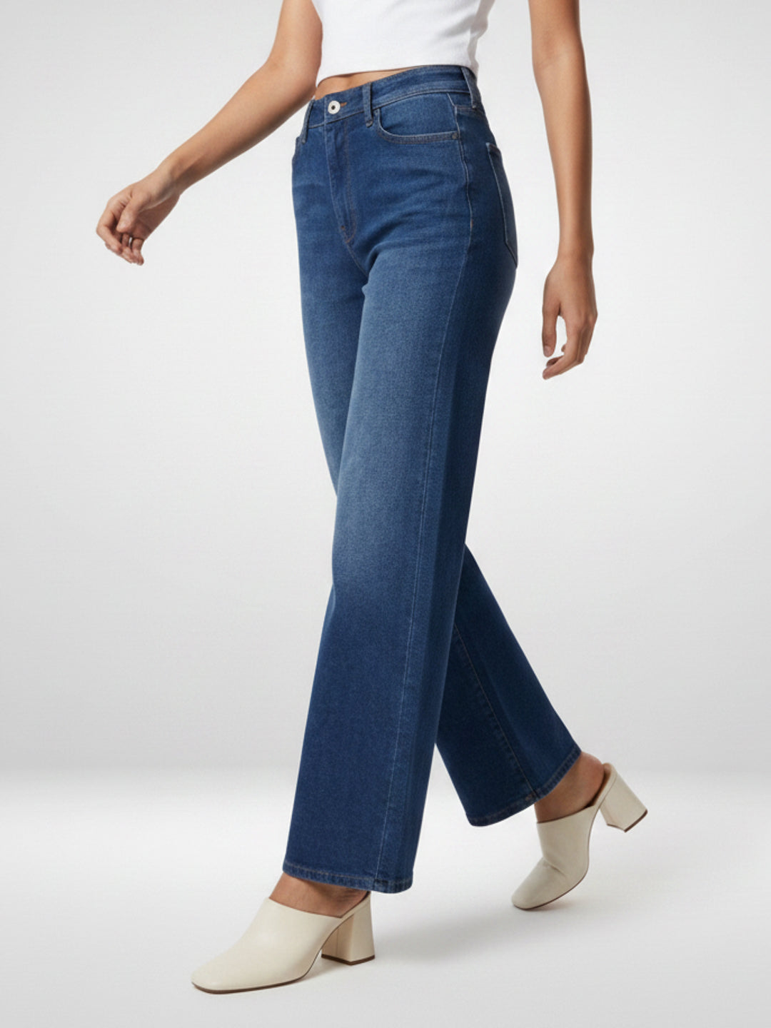 Women Bella Jeans Straight Fit Vintage Blue High Rise