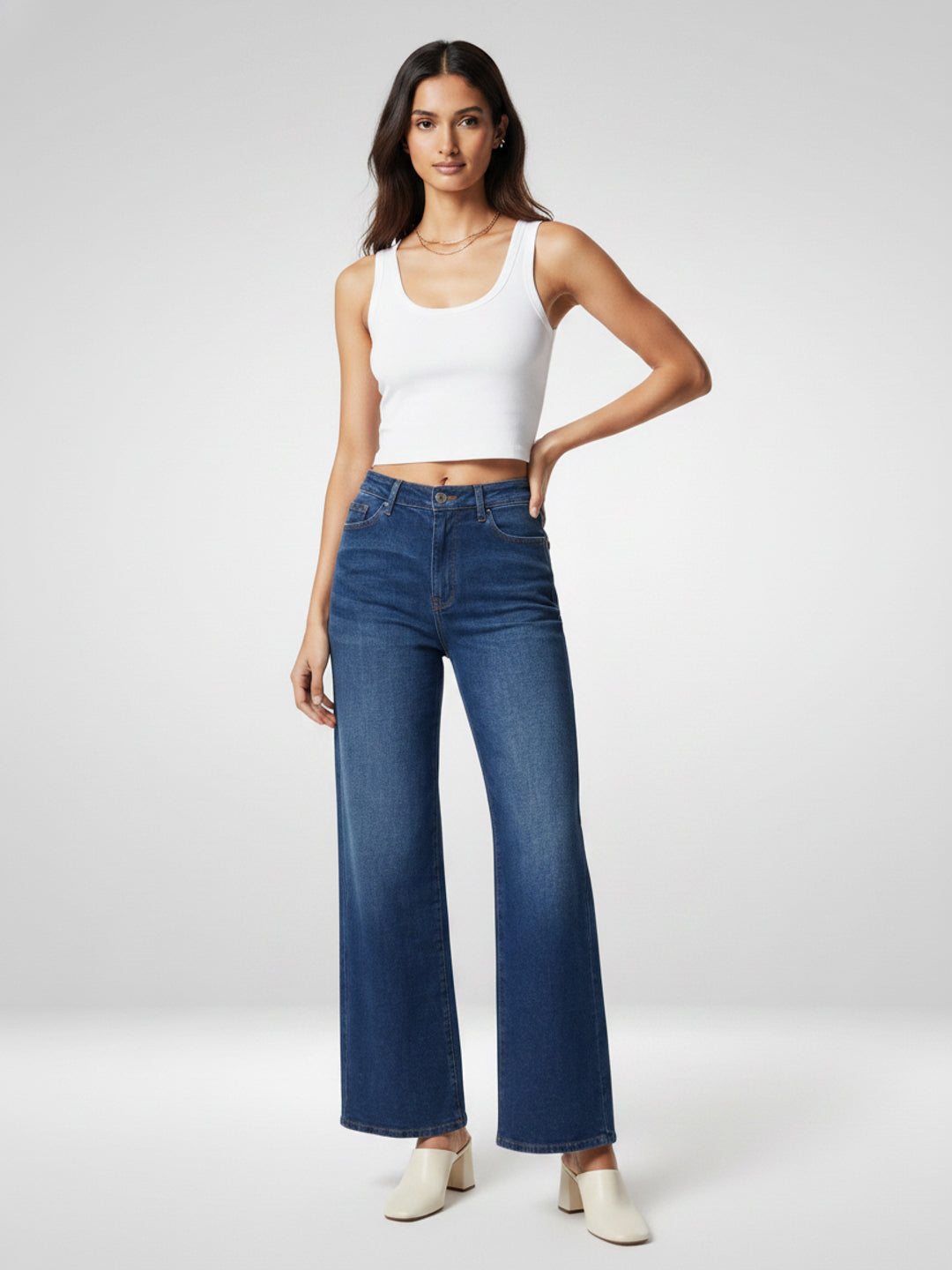 Women Bella Jeans Straight Fit Vintage Blue High Rise