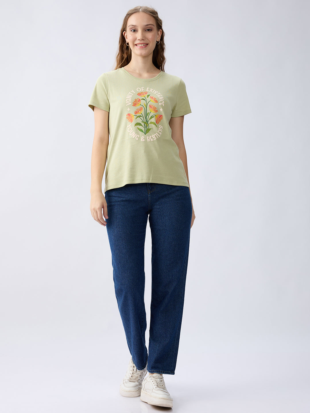 Spykar Dark Blue High Rise Straight Fit Casual Jeans For Women