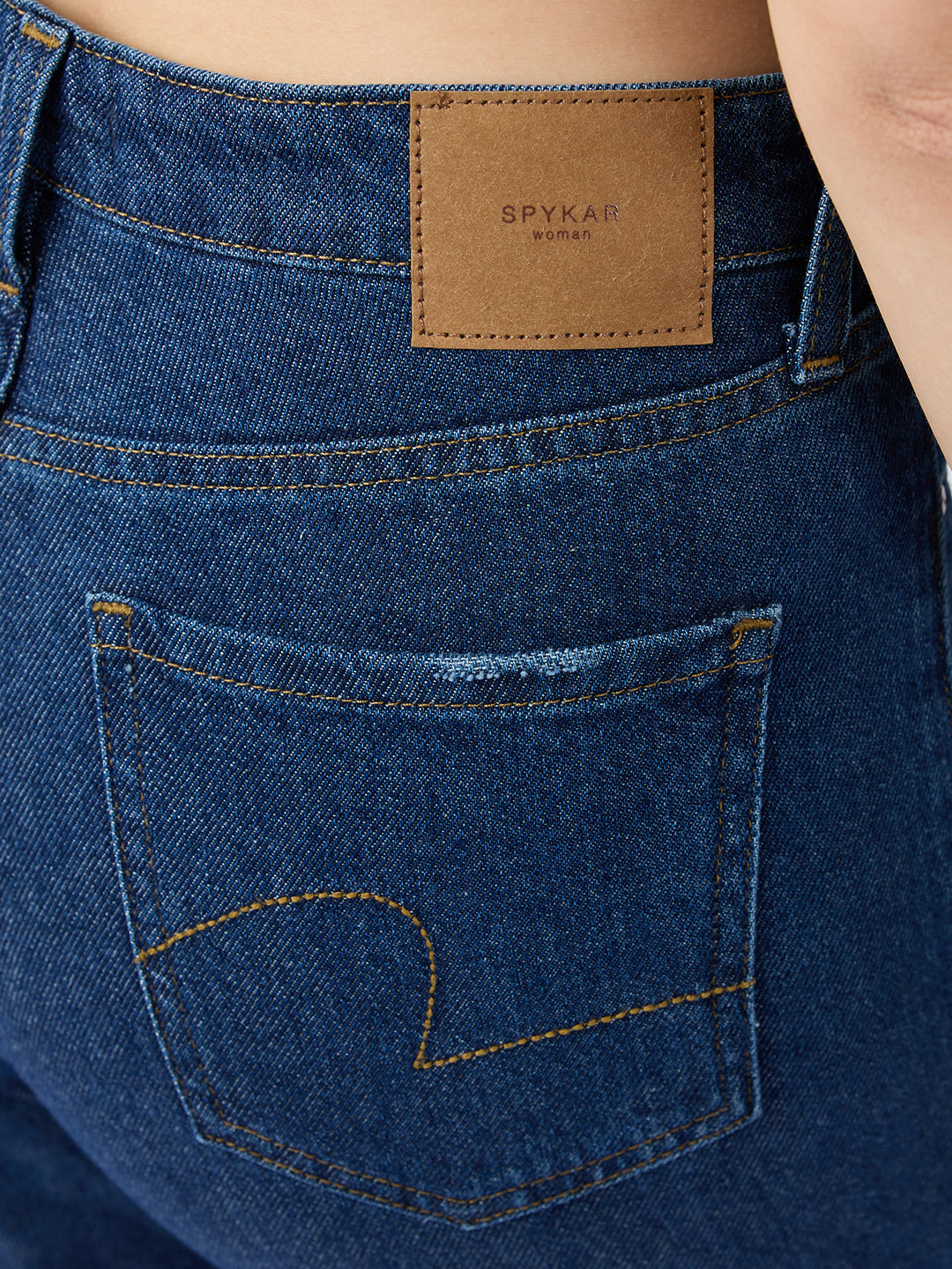 Spykar Dark Blue High Rise Straight Fit Casual Jeans For Women