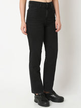 Women Bella Jeans Straight Fit Black High Rise