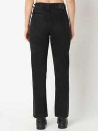 Women Bella Jeans Straight Fit Black High Rise