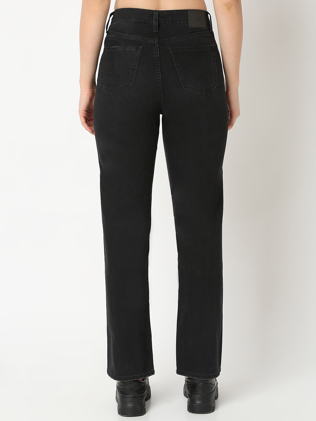 Women Bella Jeans Straight Fit Black High Rise