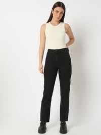 Women Bella Jeans Straight Fit Black High Rise
