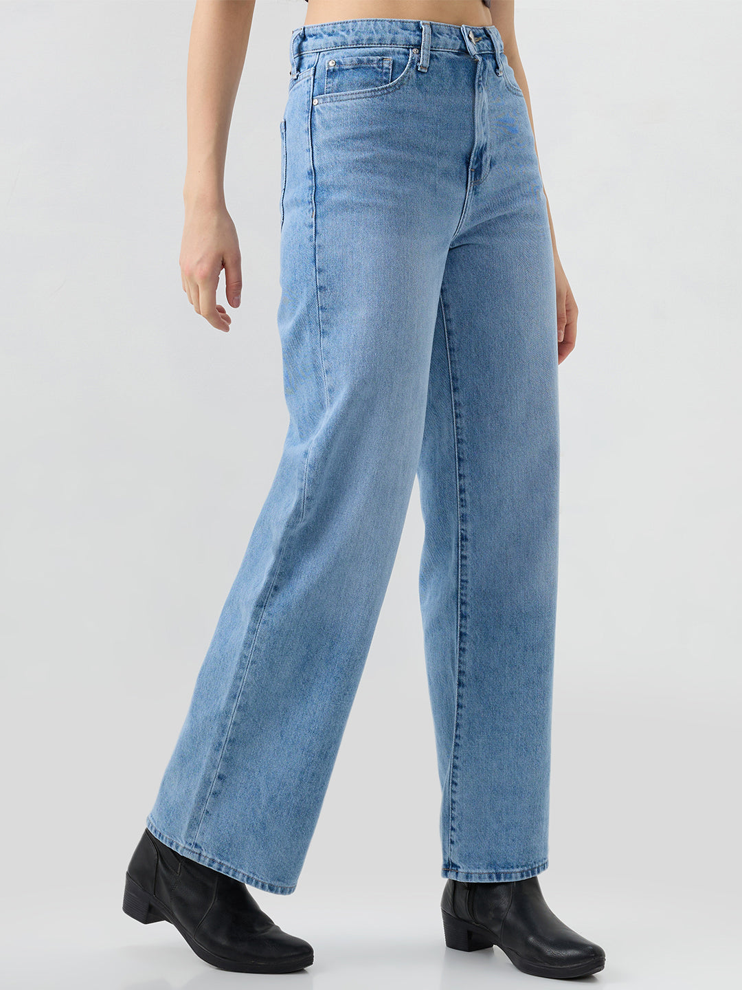 Women Jeans Straight Fit Blue High Rise