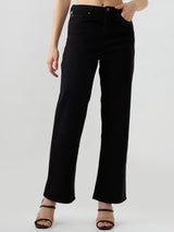 Women Bella Jeans Straight Fit Black High Rise