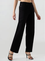 Women Bella Jeans Straight Fit Black High Rise