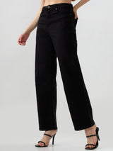 Women Bella Jeans Straight Fit Black High Rise