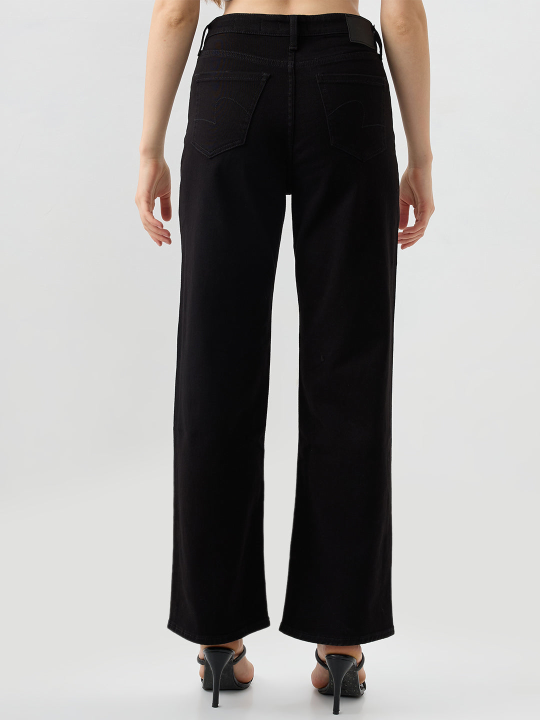 Women Bella Jeans Straight Fit Black High Rise