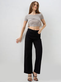 Women Bella Jeans Straight Fit Black High Rise