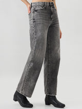 Women Bella Jeans Straight Fit Grey High Rise
