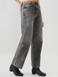 Women Bella Jeans Straight Fit Grey High Rise