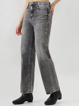 Women Bella Jeans Straight Fit Grey High Rise