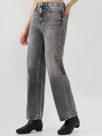Women Bella Jeans Straight Fit Grey High Rise