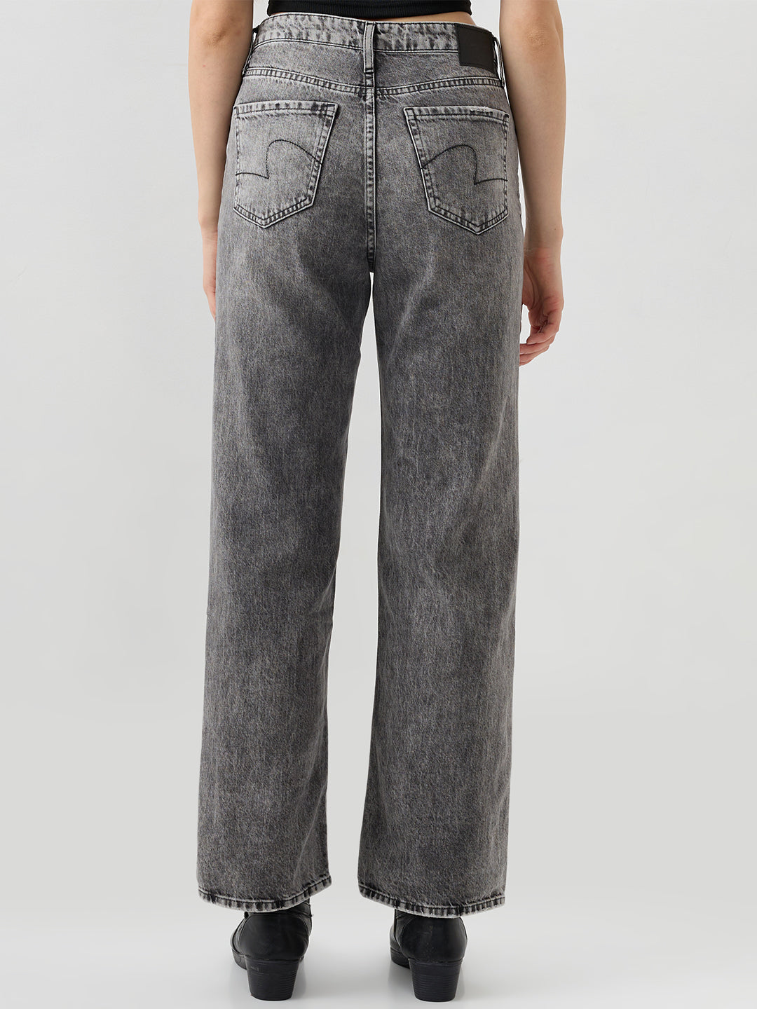 Women Bella Jeans Straight Fit Grey High Rise