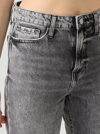 Women Bella Jeans Straight Fit Grey High Rise