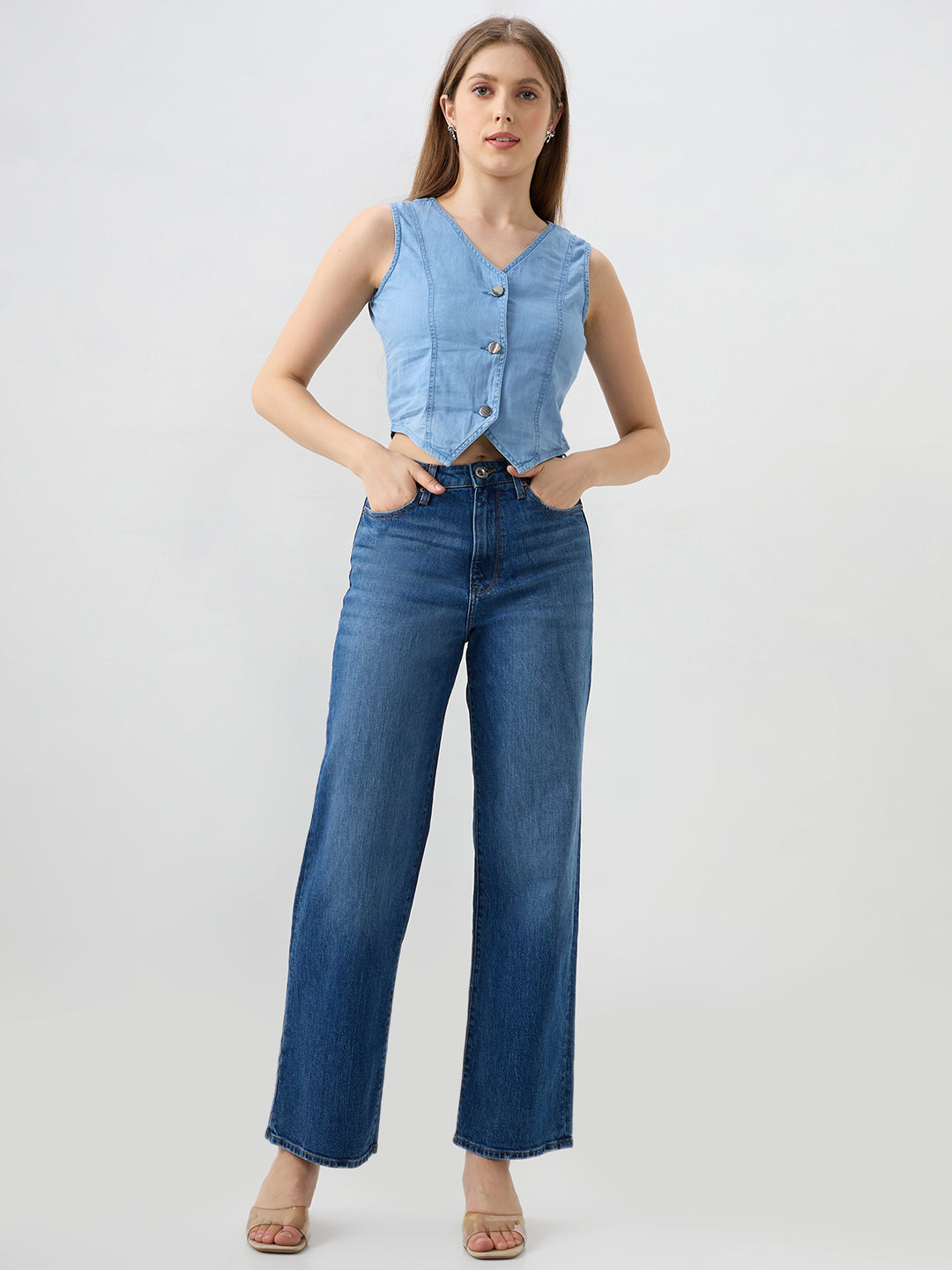 Women Bella Jeans Straight Fit Blue Mid Rise