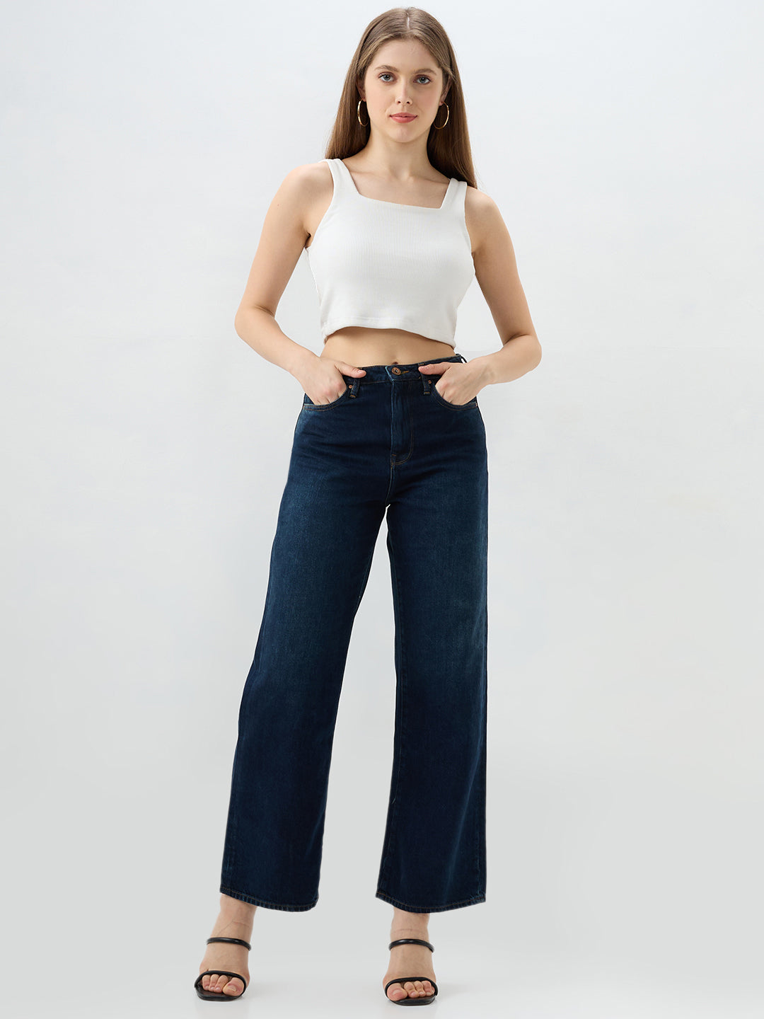 Women Bella Jeans Straight Fit Blue Mid Rise