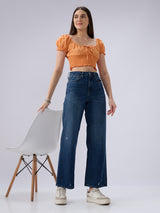 Women Bella Jeans Straight Fit Blue Mid Rise