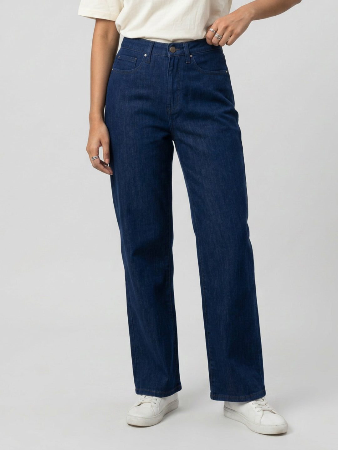 Women Bella Jeans Straight Fit Dark Blue High Rise