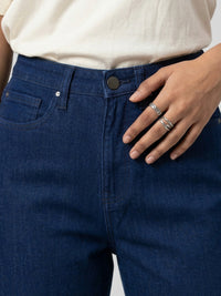 Women Bella Jeans Straight Fit Dark Blue High Rise