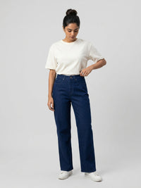 Women Bella Jeans Straight Fit Dark Blue High Rise