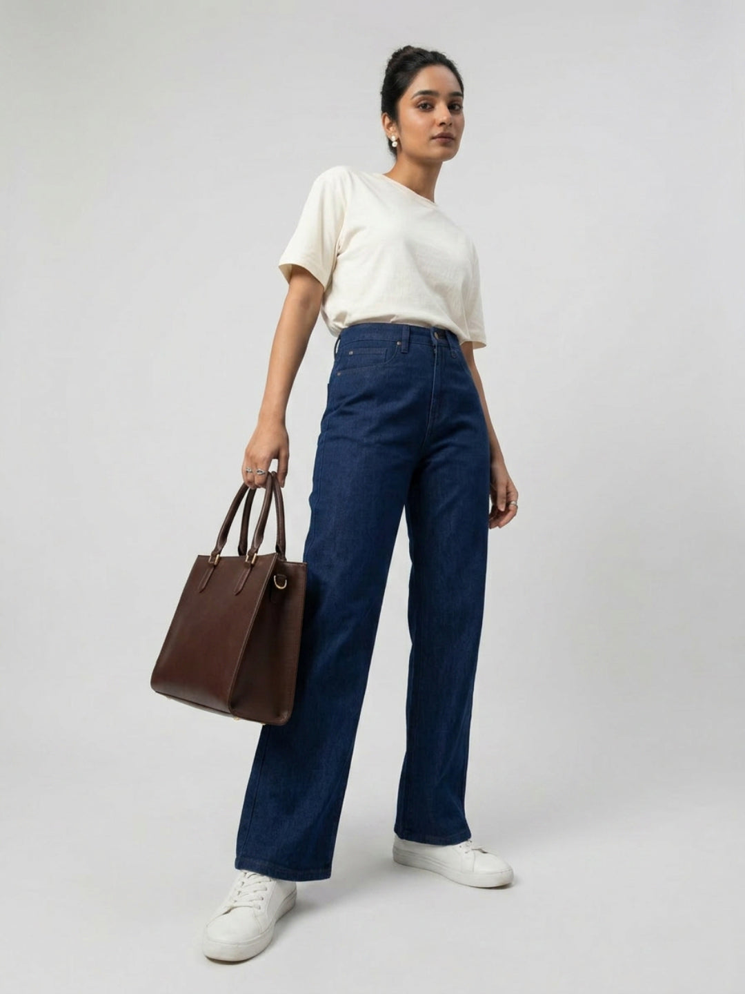 Women Bella Jeans Straight Fit Dark Blue High Rise