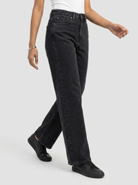 Women Bella Jeans Straight Fit Black High Rise