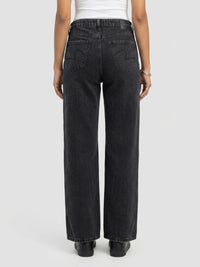 Women Bella Jeans Straight Fit Black High Rise