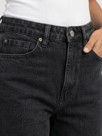 Women Bella Jeans Straight Fit Black High Rise