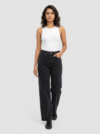 Women Bella Jeans Straight Fit Black High Rise