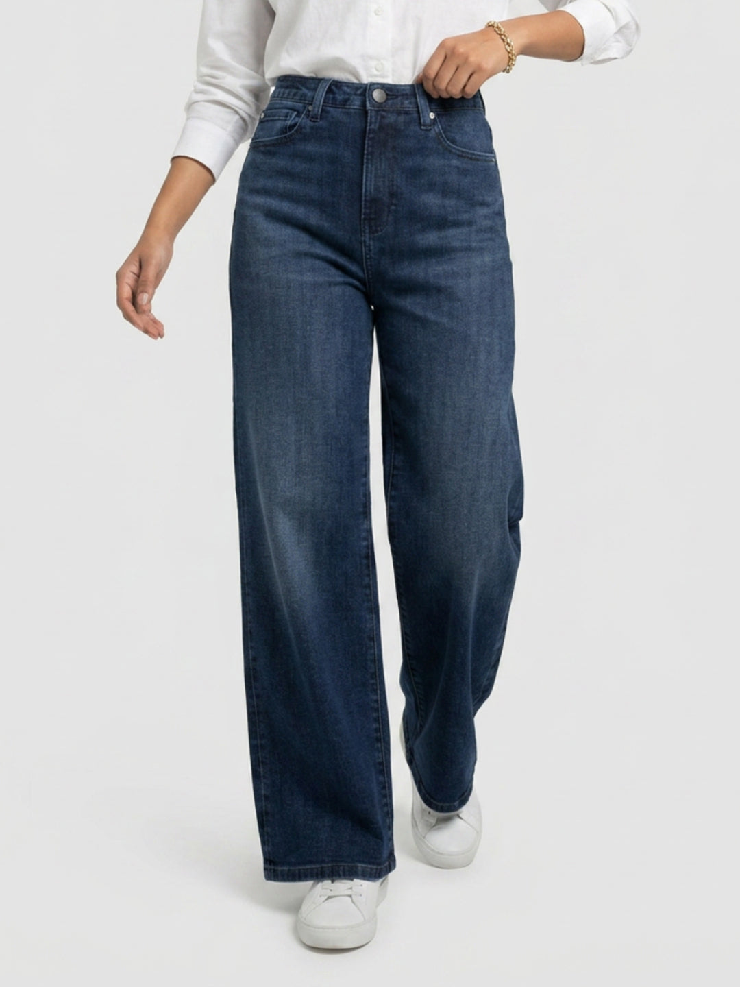 Women Bella Jeans Straight Fit Dark Blue High Rise