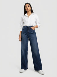 Women Bella Jeans Straight Fit Dark Blue High Rise