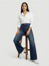 Women Bella Jeans Straight Fit Dark Blue High Rise