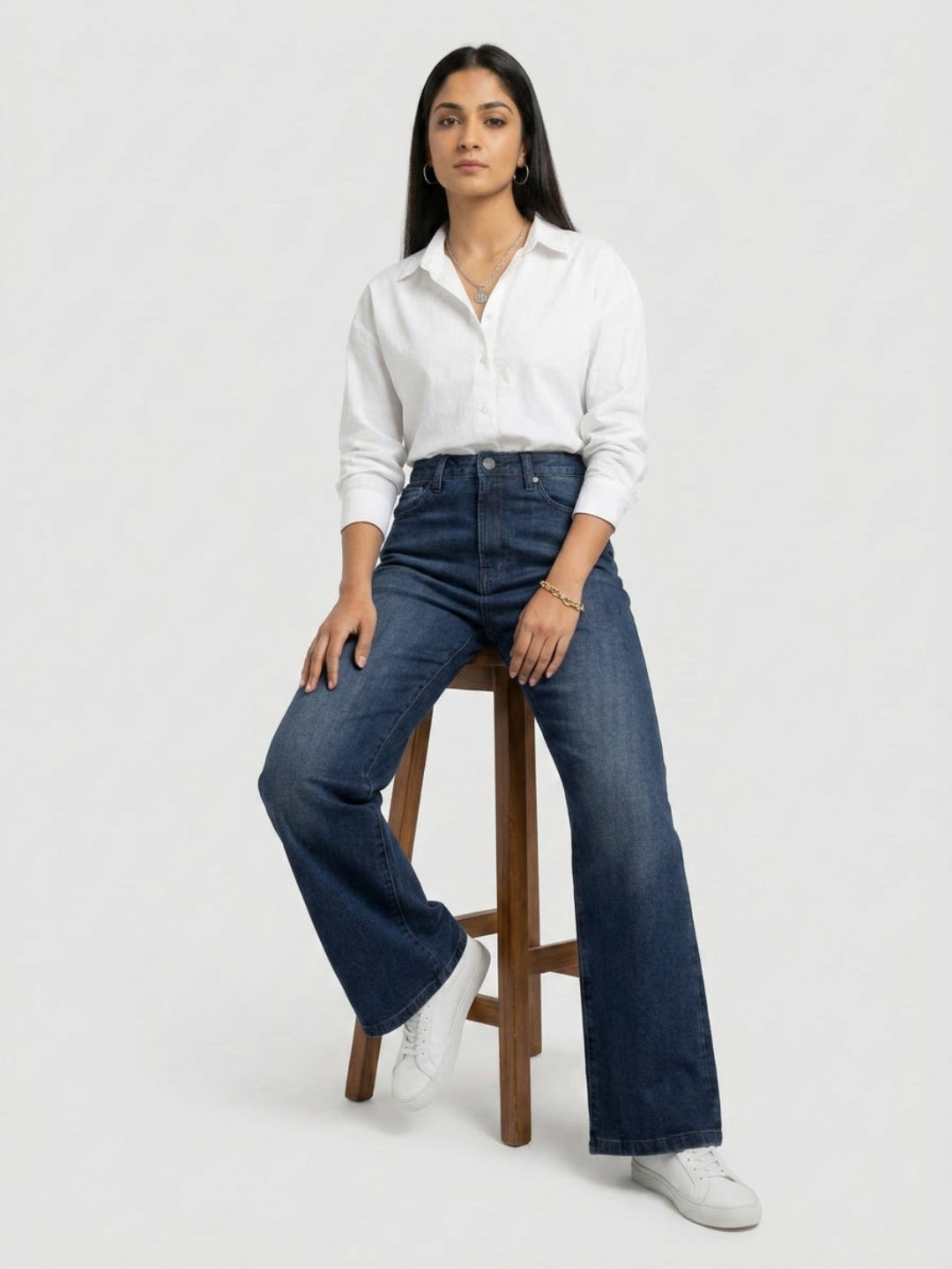 Women Bella Jeans Straight Fit Dark Blue High Rise