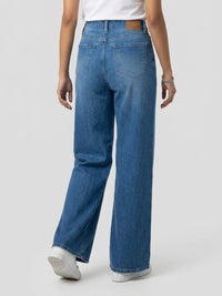 Women Bella Jeans Straight Fit Mid Blue High Rise