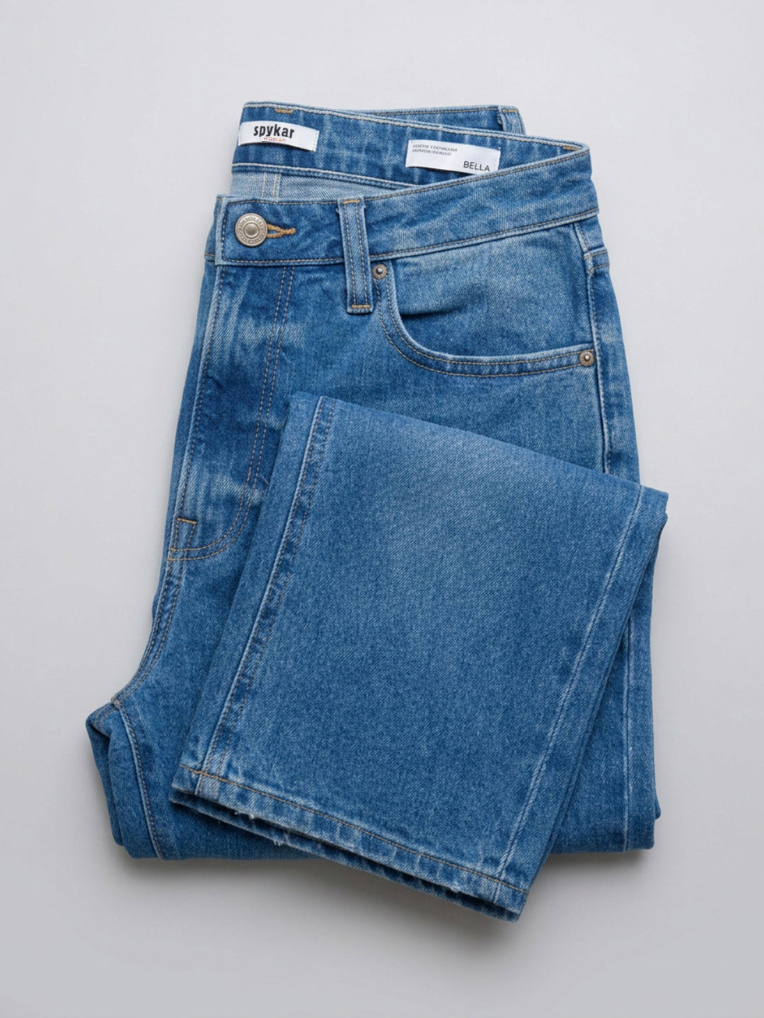 Women Bella Jeans Straight Fit Mid Blue High Rise