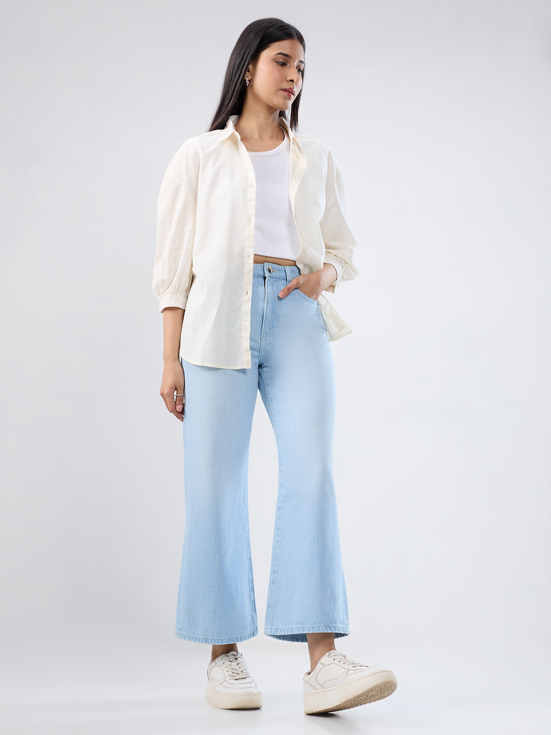Women Bella-Wide Jeans Wide Leg Ice Blue High Rise